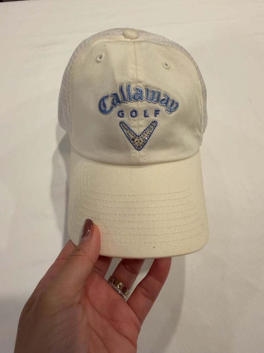 NWOT Callaway Golf Mesh Trucker Hat White Rhinestone Adjustable Cap